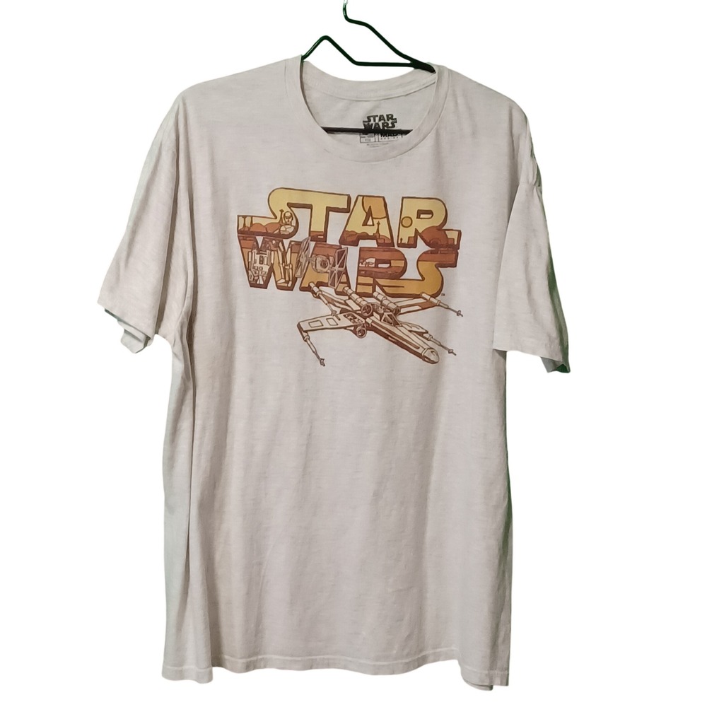 Star Wars Mad Engine Mens XXL‎ T-Shirt Heather Grey X-Wing Graphic Tee Crewneck